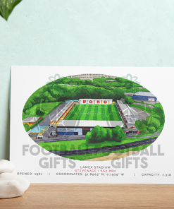 Alternative view of Stevenage Around The Grounds Lamex Stadium Water Colour Print Framed Print