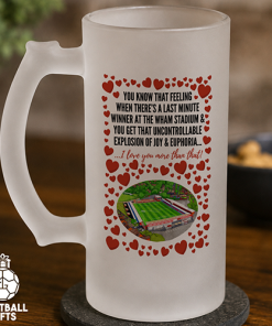 Accrington Stanley Frosted Beer Glass I Love You More Than That Love Hearts