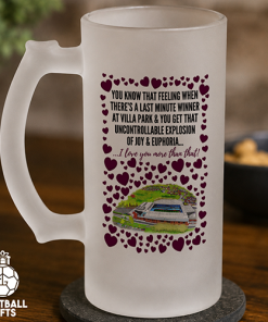 Aston Villa Frosted Beer Glass I Love You More Than That Love Hearts