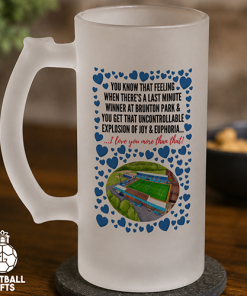 Carlisle Utd Frosted Beer Glass I Love You More Than That Love Hearts