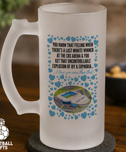 Coventry City Frosted Beer Glass I Love You More Than That Love Hearts