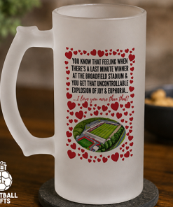 Crawley Town Frosted Beer Glass I Love You More Than That Love Hearts