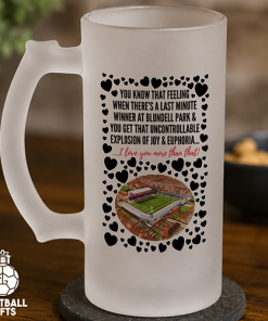 Grimsby Town Frosted Beer Glass I Love You More Than That Love Hearts
