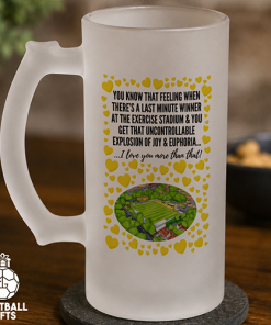 Harrogate Town Frosted Beer Glass I Love You More Than That Love Hearts