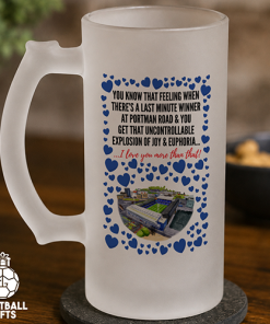Ipswich Town Frosted Beer Glass I Love You More Than That Love Hearts