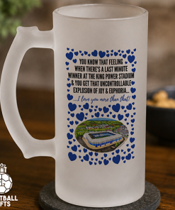 Leicester City Frosted Beer Glass I Love You More Than That Love Hearts