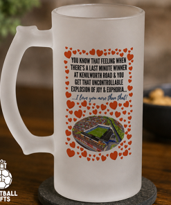 Luton Town Frosted Beer Glass I Love You More Than That Love Hearts