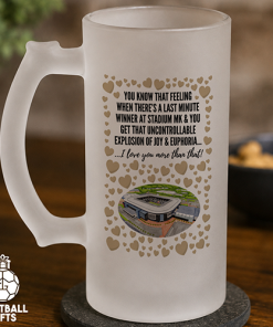 MK Dons Frosted Beer Glass I Love You More Than That Love Hearts