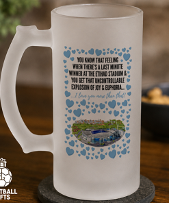 Man City Frosted Beer Glass I Love You More Than That Love Hearts