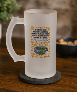 Mansfield Town Frosted Beer Glass I Love You More Than That Love Hearts