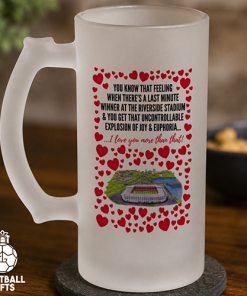 Middlesbrough Frosted Beer Glass I Love You More Than That Love Hearts