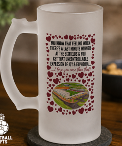 Northampton Town Frosted Beer Glass I Love You More Than That Love Hearts