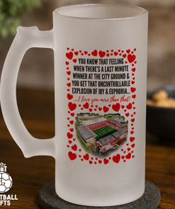 Nottingham Forest Frosted Beer Glass I Love You More Than That Love Hearts