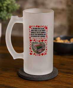Nottingham Forest Frosted Beer Glass I Love You More Than That Love Hearts