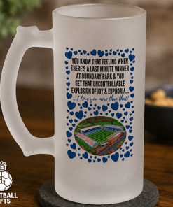 Oldham Athletic Frosted Beer Glass I Love You More Than That Love Hearts