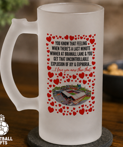 Sheff Utd Frosted Beer Glass I Love You More Than That Love Hearts