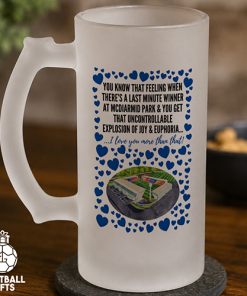 St Johnstone Frosted Beer Glass I Love You More Than That Love Hearts