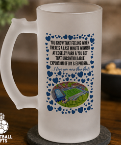 Stockport County Frosted Beer Glass I Love You More Than That Love Hearts