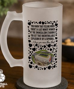 Swansea City Frosted Beer Glass I Love You More Than That Love Hearts