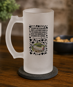 Swansea City Frosted Beer Glass I Love You More Than That Love Hearts