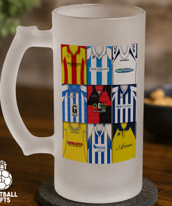 Colchester Utd Retro Shirt Montage Frosted Beer Glass Classic Kits