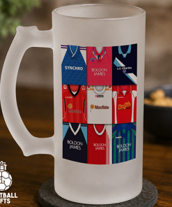 Crewe Alexandra Retro Shirt Montage Frosted Beer Glass Classic Kits