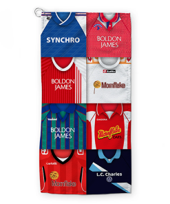 Alternative view of Golf Towel Crewe Alexandra Classic Kits Montage Retro Shirt Golf Towel