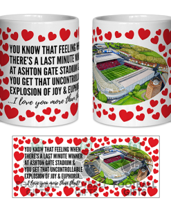 Bristol City Fan Mug I Love you More Than That Love Hearts Mug Cup Valentines Day