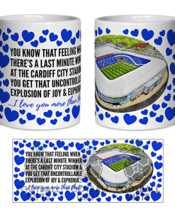 Cardiff City Fan Mug I Love you More Than That Love Hearts Mug Cup Valentines Day