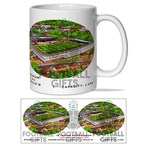Cheltenham Town Around The Grounds EV Charger Points Stadium Water Colour Mug Cup