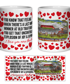 Man Utd Fan Mug I Love you More Than That Love Hearts Mug Cup Valentines Day