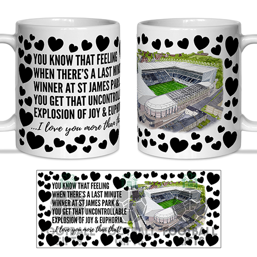 Newcastle Fan Mug I Love you More Than That Love Hearts Mug Cup Valentines Day