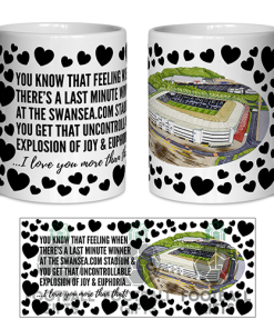 Swansea City Fan Mug I Love you More Than That Love Hearts Mug Cup Valentines Day