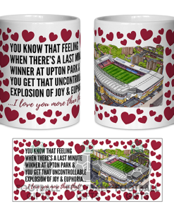 West Ham Fan Mug I Love you More Than That Love Hearts Mug Cup Valentines Day