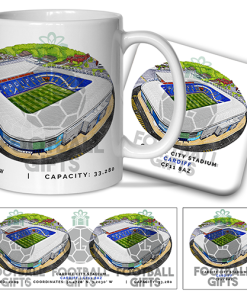 Cardiff Around The Grounds Cardiff City Stadium Water Colour Mug & Coaster Set