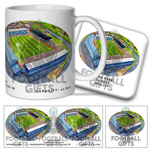Dundee Around The Grounds Dens Park Stadium Water Colour Mug & Coaster Set