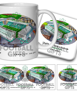 Hibernian Around The Grounds Easter Road Stadium Water Colour Mug & Coaster Set