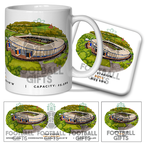 Hull City Around The Grounds MKM Stadium Water Colour Mug & Coaster Set