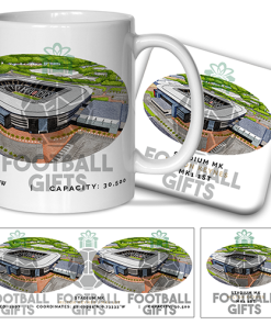 MK Dons Around The Grounds Stadium MK Water Colour Mug & Coaster Set