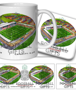 Morecambe Around The Grounds Mazuma Mobile Stadium Water Colour Mug & Coaster Set