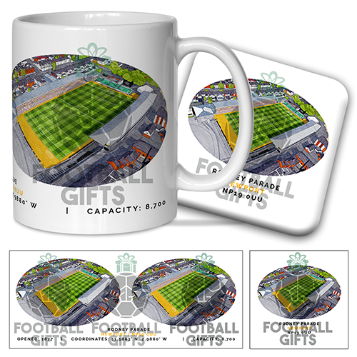 Newport County Around The Grounds Rodney Parade Water Colour Mug & Coaster Set