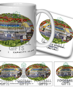 Preston Around The Grounds Deepdale Stadium Water Colour Mug & Coaster Set