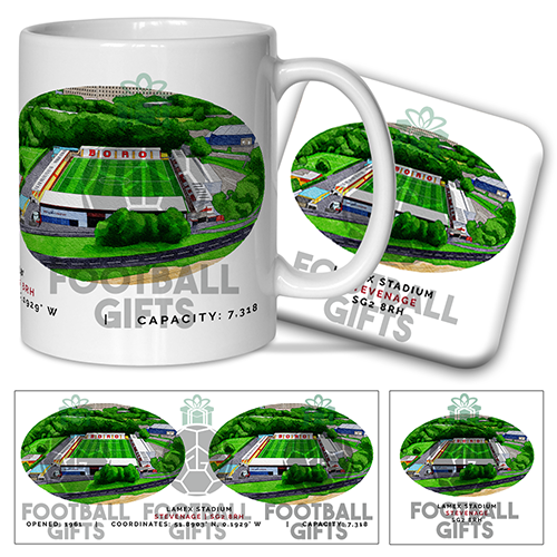 Stevenage Around The Grounds Lamex Stadium Water Colour Mug & Coaster Set