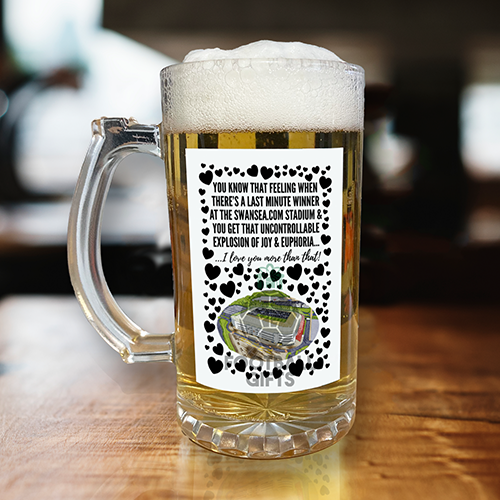 Swansea City Beer Glass I Love you More Than That Love Hearts Beer Glass