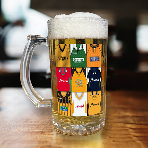 Newport County Retro Shirt Montage Beer Glass Classic Kits