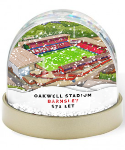 Barnsley Around The Grounds Oakwell Stadium Water Colour Snow Globe