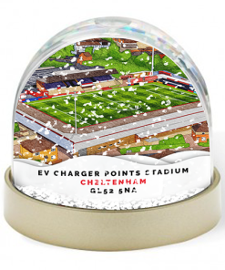 Cheltenham Town Around The Grounds EV Charger Points Stadium Water Colour Snow Globe