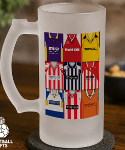 Cheltenham Town Retro Shirt Montage Frosted Beer Glass Classic Kits