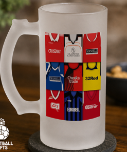 Crawley Town Retro Shirt Montage Frosted Beer Glass Classic Kits