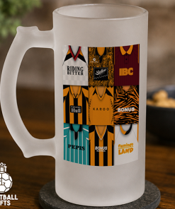 Hull City Retro Shirt Montage Frosted Beer Glass Classic Kits